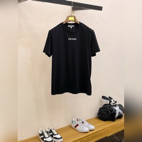 prada 普拉達25ss 春夏新款原單男士絲光棉短袖T恤 高端定制 高版本 時