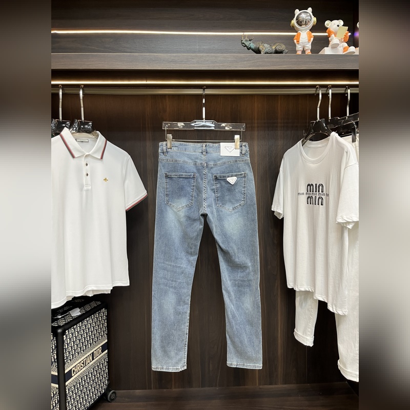 Prada 2025春季獨家專供新款秘 普拉達潮男時尚休閑牛仔褲，春季新款褲子