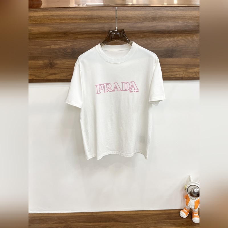 Prada 獨家專供秋季新款 普拉達時尚休閑圓領短袖，高密度320克純棉面料，