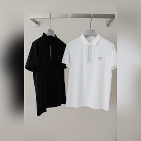 PRADA 普拉達男士商務翻領舒適肌理親膚面料短袖襯衫# 面料采用80%錦綸+2