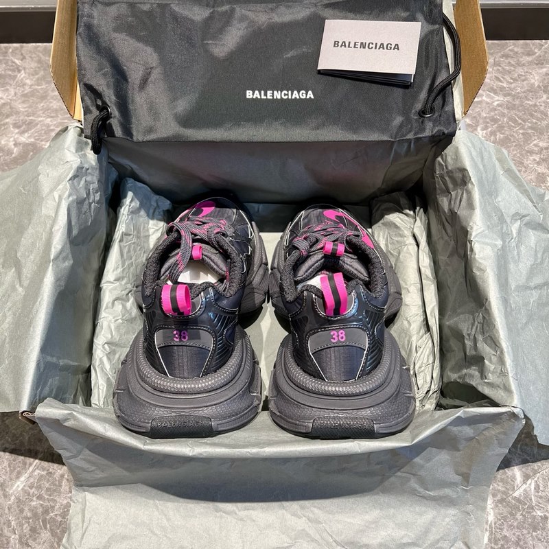 頂級(jí)版本 Balenciaga巴黎世家 3XL 圓頭系帶 老爹鞋 油墨灰格子布