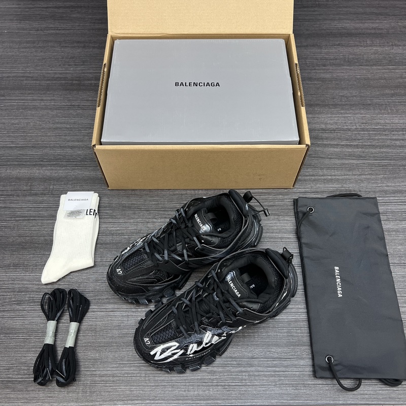 純原版本 無美人尖 市場天花闆 巴黎世家3.0 黑色塗鴉做舊 三代戶外概念鞋 B