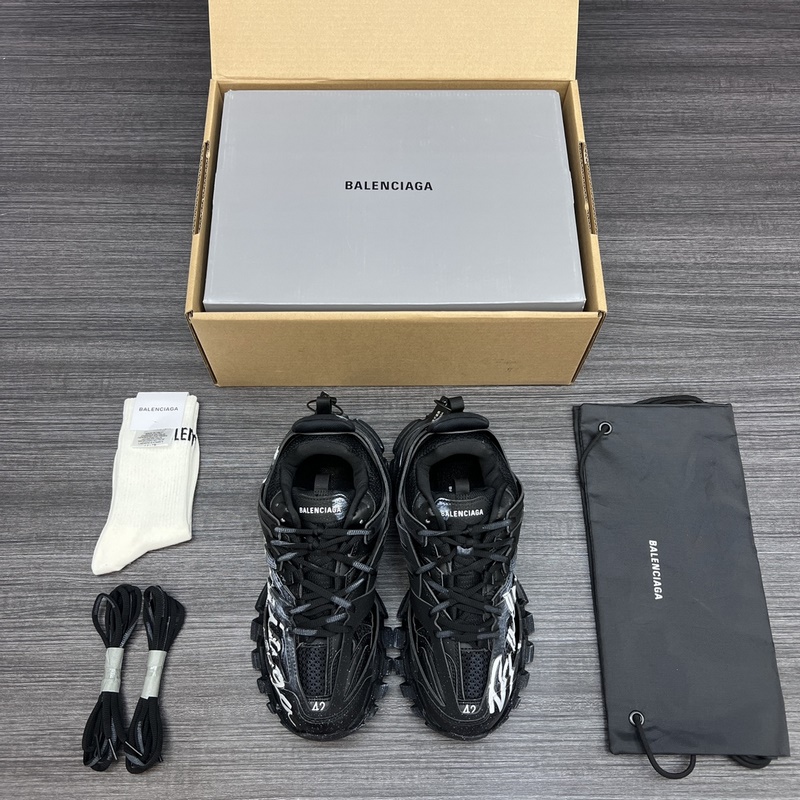 純原版本 無美人尖 市場天花闆 巴黎世家3.0 黑色塗鴉做舊 三代戶外概念鞋 B