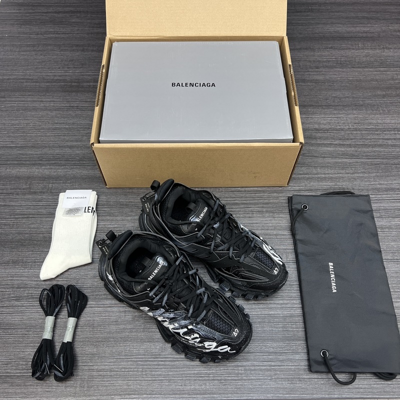 純原版本 無美人尖 市場天花闆 巴黎世家3.0 黑色塗鴉做舊 三代戶外概念鞋 B