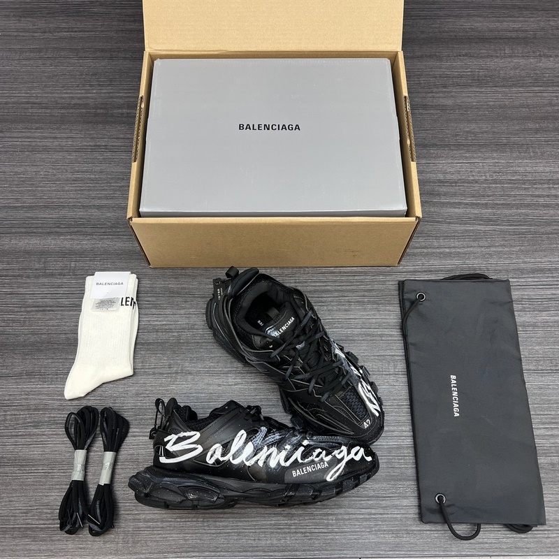 純原版本 無美人尖 市場天花闆 巴黎世家3.0 黑色塗鴉做舊 三代戶外概念鞋 B