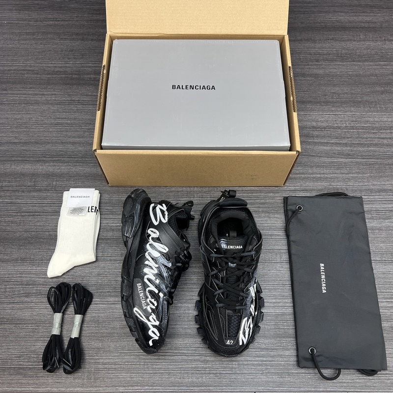 純原版本 無美人尖 市場天花闆 巴黎世家3.0 黑色塗鴉做舊 三代戶外概念鞋 B