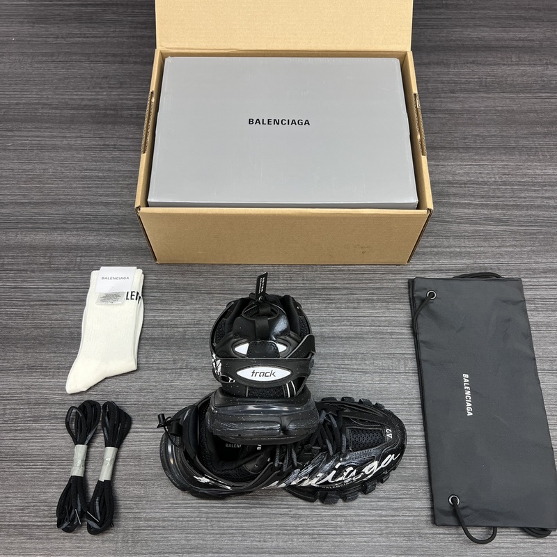 純原版本 無美人尖 市場天花闆 巴黎世家3.0 黑色塗鴉做舊 三代戶外概念鞋 B