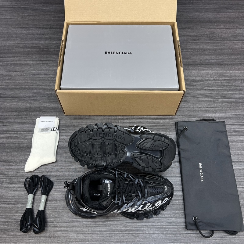 純原版本 無美人尖 市場天花闆 巴黎世家3.0 黑色塗鴉做舊 三代戶外概念鞋 B