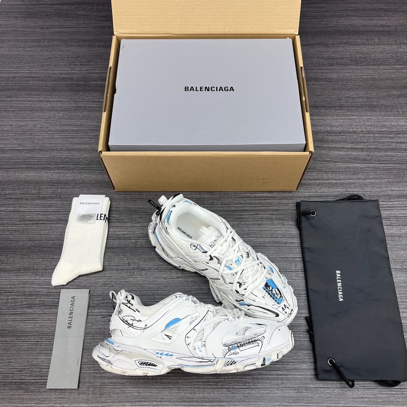 純原版本 無美人尖 市場天花闆 巴黎世家3.0 塗鴉彩繪做舊 三代戶外概念鞋 B