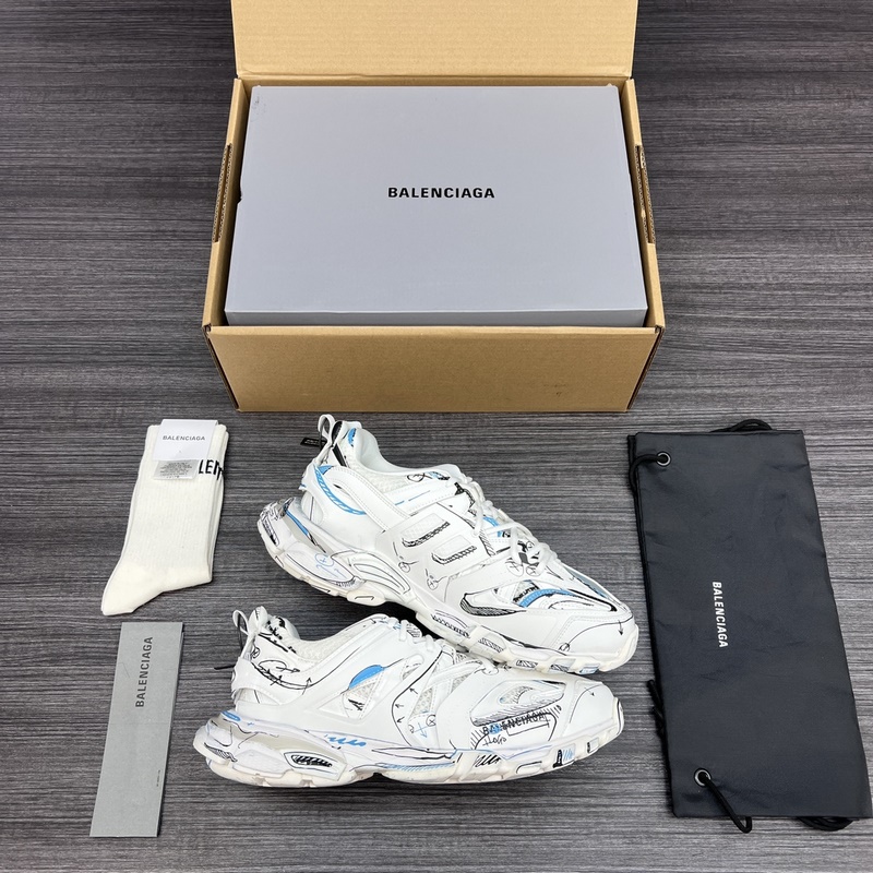 純原版本 無美人尖 市場天花闆 巴黎世家3.0 塗鴉彩繪做舊 三代戶外概念鞋 B