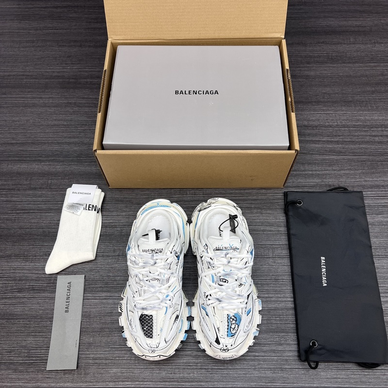 純?cè)姹?無(wú)美人尖 市場(chǎng)天花闆 巴黎世家3.0 半拖三代塗鴉戶外概念鞋 Bale