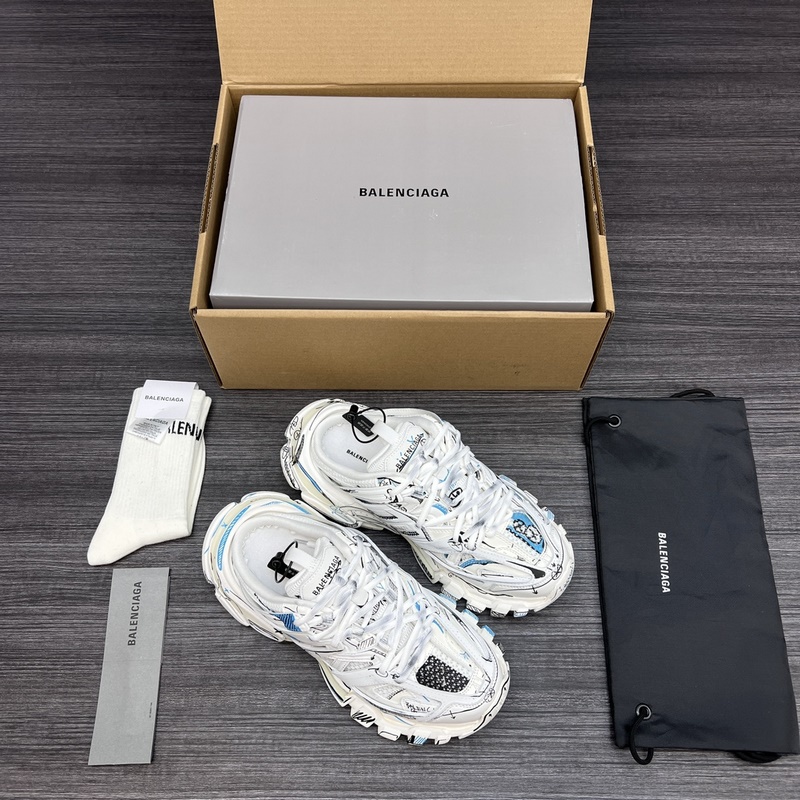 純?cè)姹?無(wú)美人尖 市場(chǎng)天花闆 巴黎世家3.0 半拖三代塗鴉戶外概念鞋 Bale