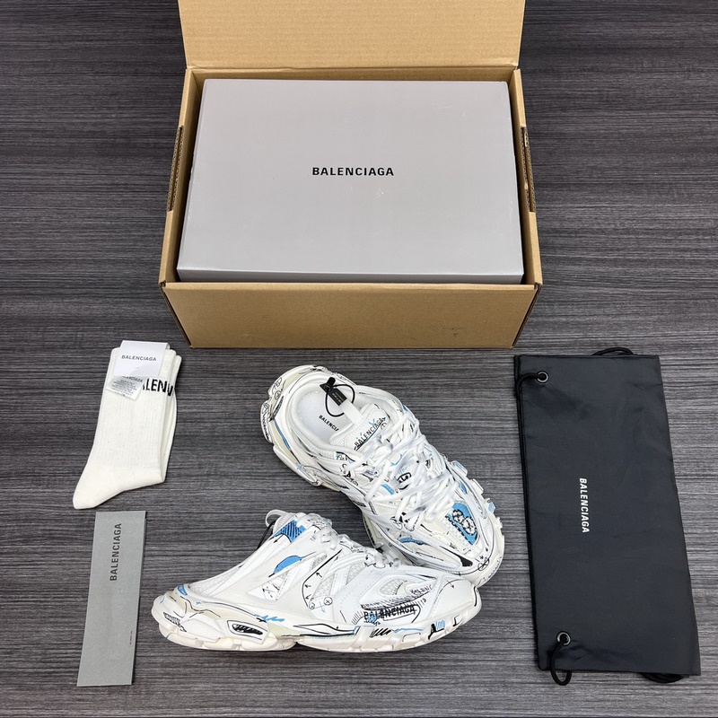 純?cè)姹?無(wú)美人尖 市場(chǎng)天花闆 巴黎世家3.0 半拖三代塗鴉戶外概念鞋 Bale