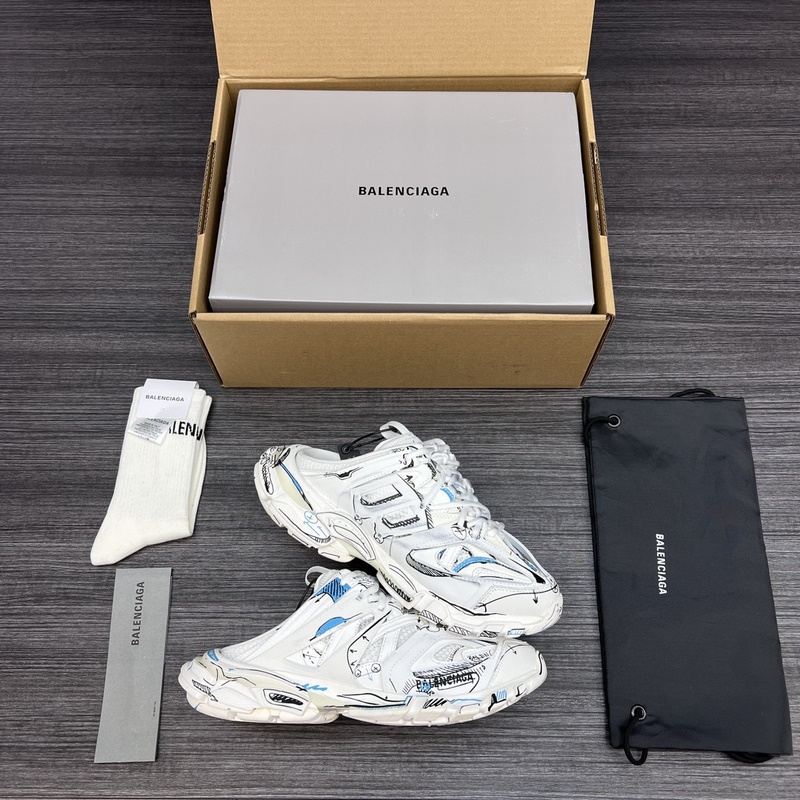 純?cè)姹?無(wú)美人尖 市場(chǎng)天花闆 巴黎世家3.0 半拖三代塗鴉戶外概念鞋 Bale