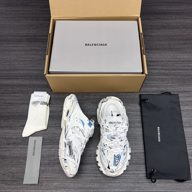 純?cè)姹?無(wú)美人尖 市場(chǎng)天花闆 巴黎世家3.0 半拖三代塗鴉戶外概念鞋 Bale