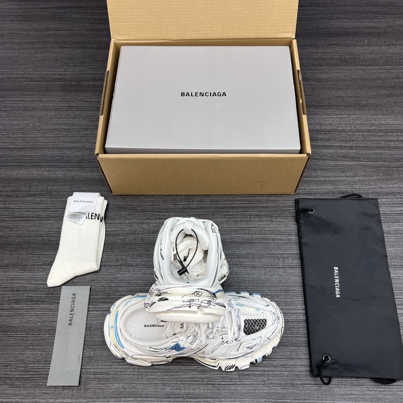 純?cè)姹?無(wú)美人尖 市場(chǎng)天花闆 巴黎世家3.0 半拖三代塗鴉戶外概念鞋 Bale