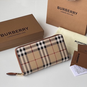 活力裝飾標志性 Burberry 格紋環保帆布全拉鍊錢夾 [B家]原單出品IT~