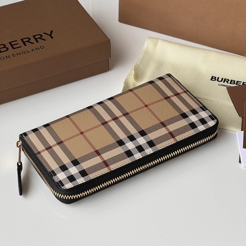 活力裝飾標志性 Burberry 格紋環保帆布全拉鍊錢夾 [B家]原單出品IT~