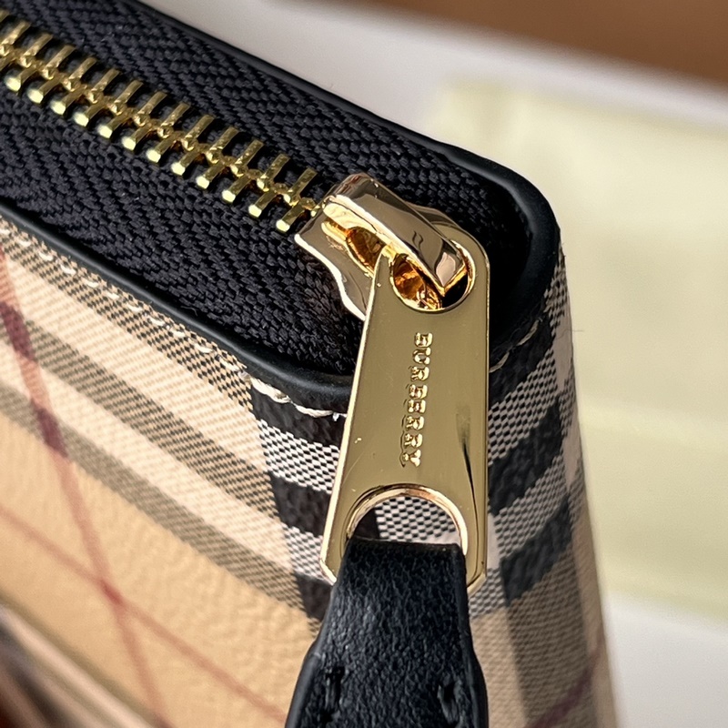 活力裝飾標志性 Burberry 格紋環保帆布全拉鍊錢夾 [B家]原單出品IT~