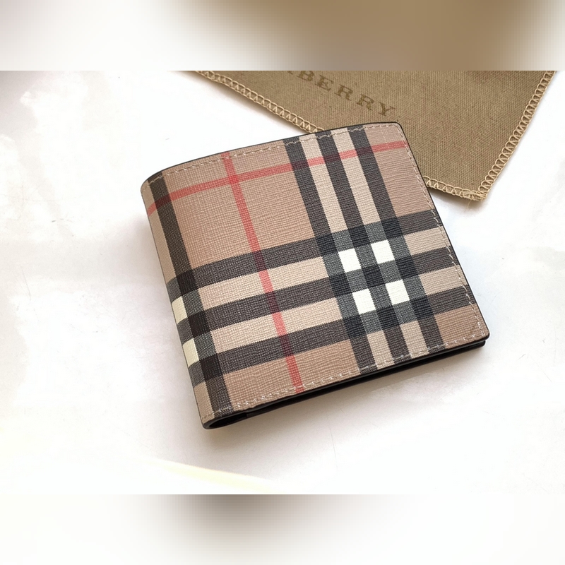 Vintage 格紋環(huán)保帆布兩折短夾 [B家]原單出品IT~~ 采用進口柔軟小牛