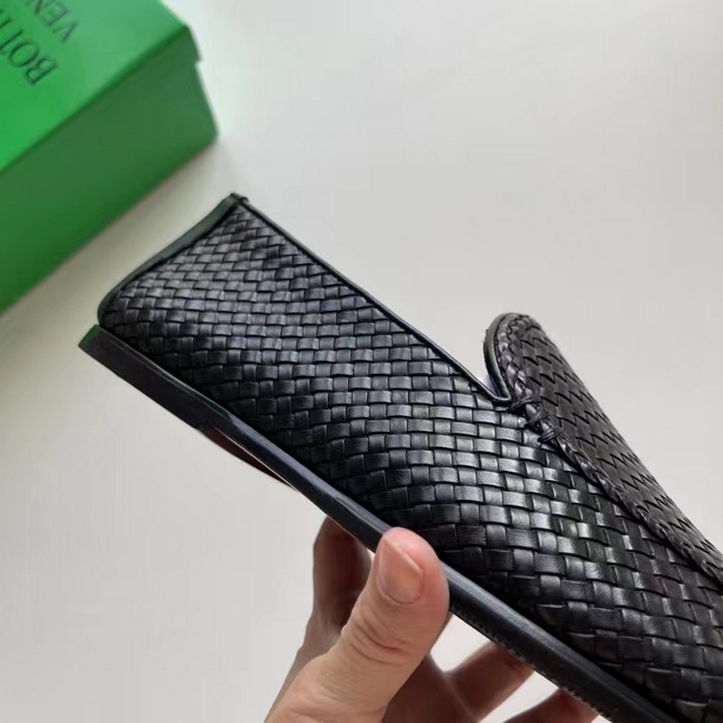 Bv新款 男士Sundy便鞋 intrecciato黑色羊皮革編織便鞋，整鞋羊皮