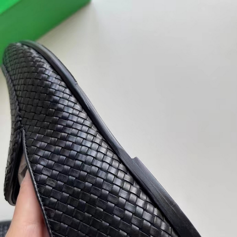 Bv新款 男士Sundy便鞋 intrecciato黑色羊皮革編織便鞋，整鞋羊皮