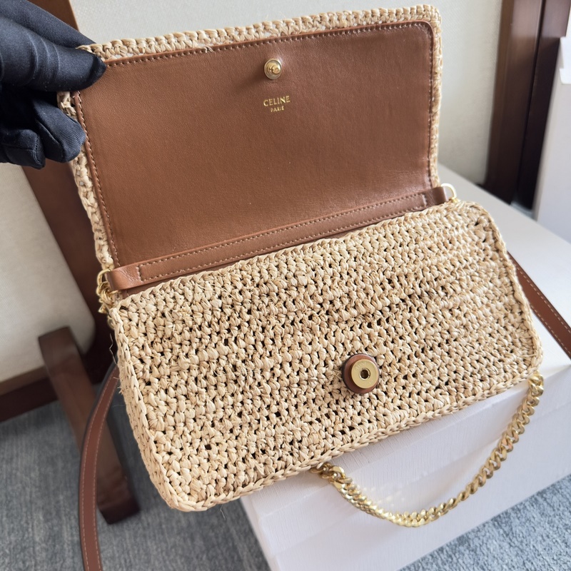 CELINEINE MULTIPOCHETTE植物材料袖珍包 24ss新品草編袖