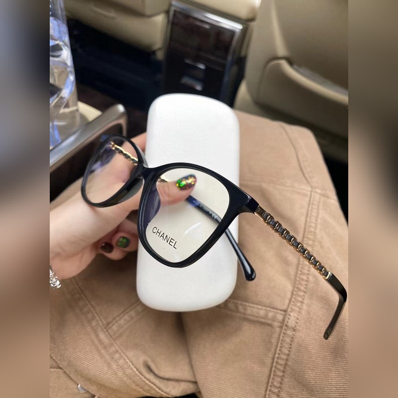 一直在 [CHANEL]香奈兒 CH3408Q標(biāo)志性logo羊皮編織鏡腿 細(xì)框平