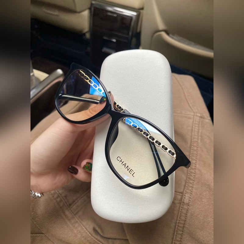 一直在 [CHANEL]香奈兒 CH3408Q標(biāo)志性logo羊皮編織鏡腿 細(xì)框平