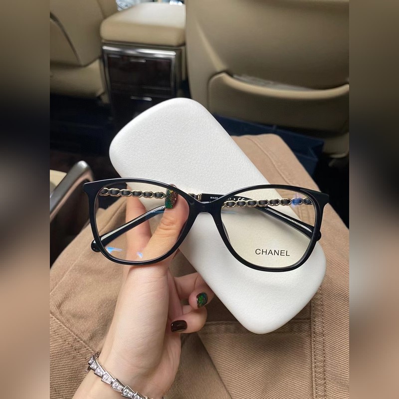 一直在 [CHANEL]香奈兒 CH3408Q標(biāo)志性logo羊皮編織鏡腿 細(xì)框平