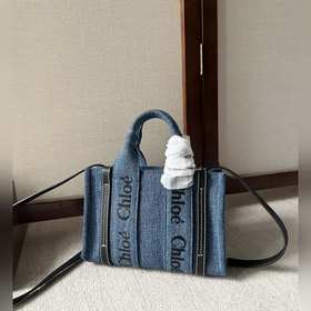 Chloé Woody Tote Bag mini號帥氣牛仔面料 平常出門時總是