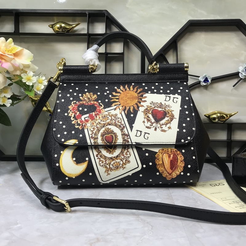 Dolce & Gabbana 杜嘉班納]牛皮印花 可斜挎/手提 帶鏡子 海外代