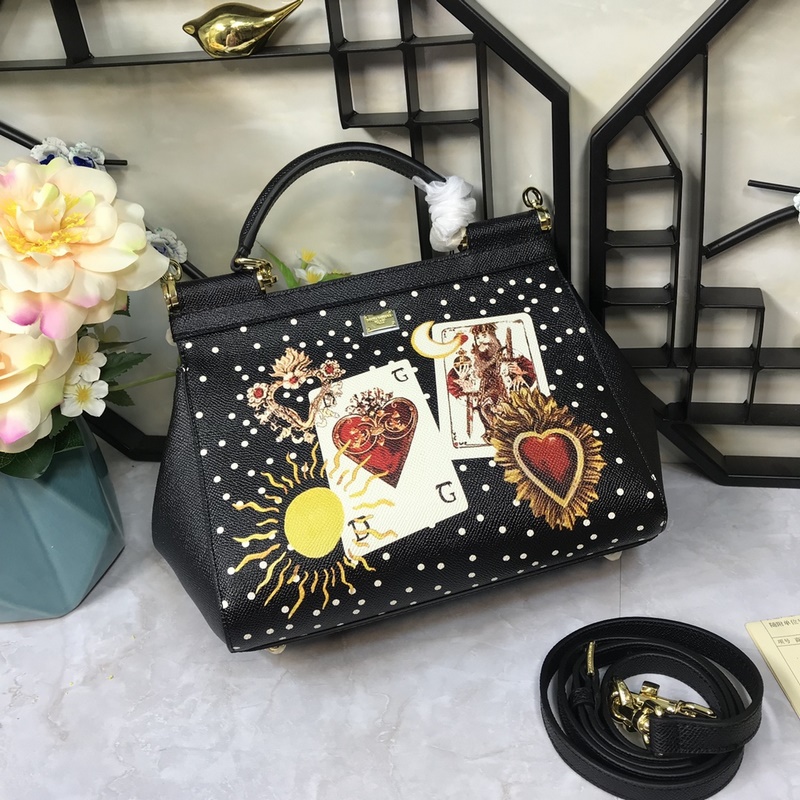 Dolce & Gabbana 杜嘉班納]牛皮印花 可斜挎/手提 帶鏡子 海外代