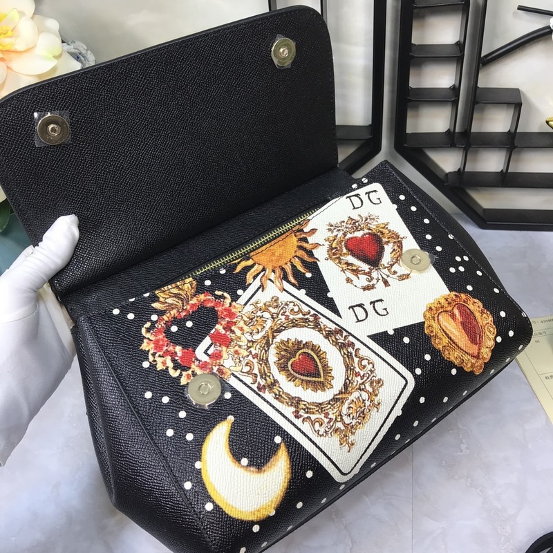 Dolce & Gabbana 杜嘉班納]牛皮印花 可斜挎/手提 帶鏡子 海外代