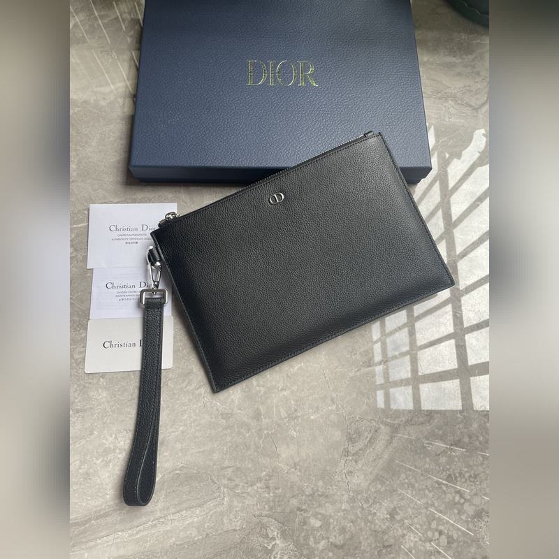 Dior-迪奧專櫃最新款手拿包[笑臉]原單品質(zhì) 采用黑色粒面牛皮精心制作 正面飾