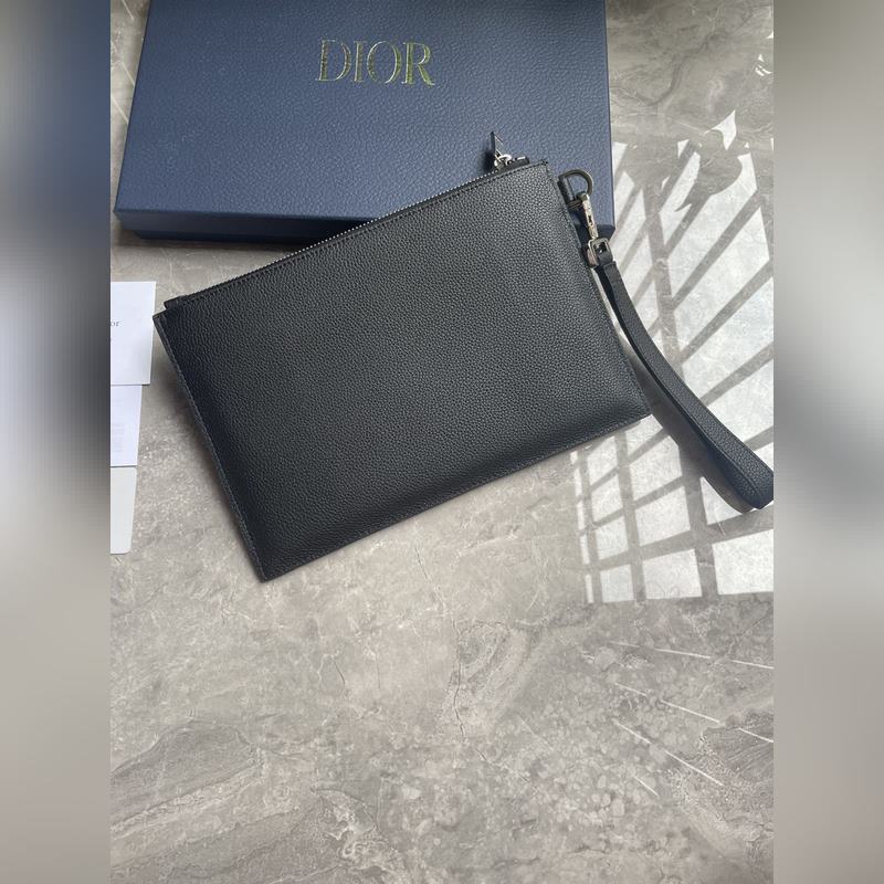 Dior-迪奧專櫃最新款手拿包[笑臉]原單品質(zhì) 采用黑色粒面牛皮精心制作 正面飾