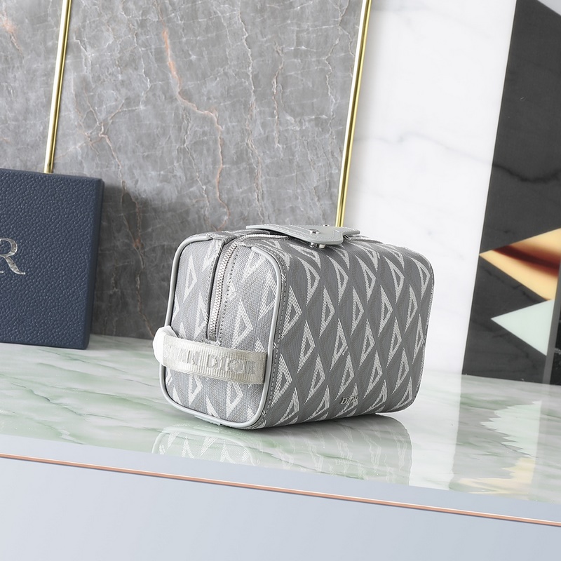 Dior Lingot洗漱包 迪奧灰 CD Diamond圖案帆布編號：2ADC