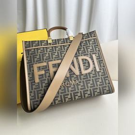 老花 Fendi中號陽光購物手提袋 皮革手提袋更多細節(jié) Sunshine中號棕色