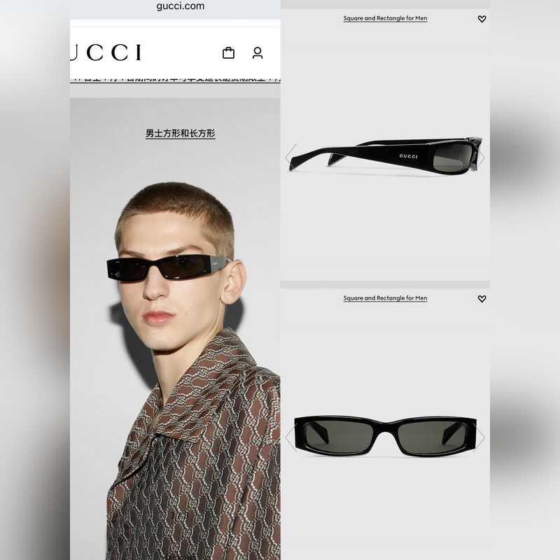GUCCI新品 GG1778SA size：57口17-145 這款矩形鏡框太陽