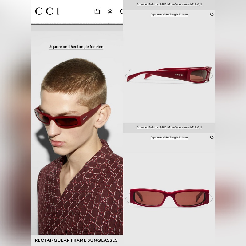 GUCCI新品 GG1778SA size：57口17-145 這款矩形鏡框太陽