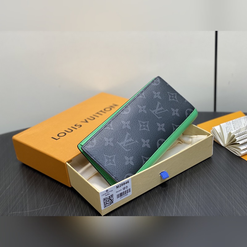 M25846黑花/綠色 長款西裝夾錢包 當季新款 BRAZZA 錢夾 本款 Br