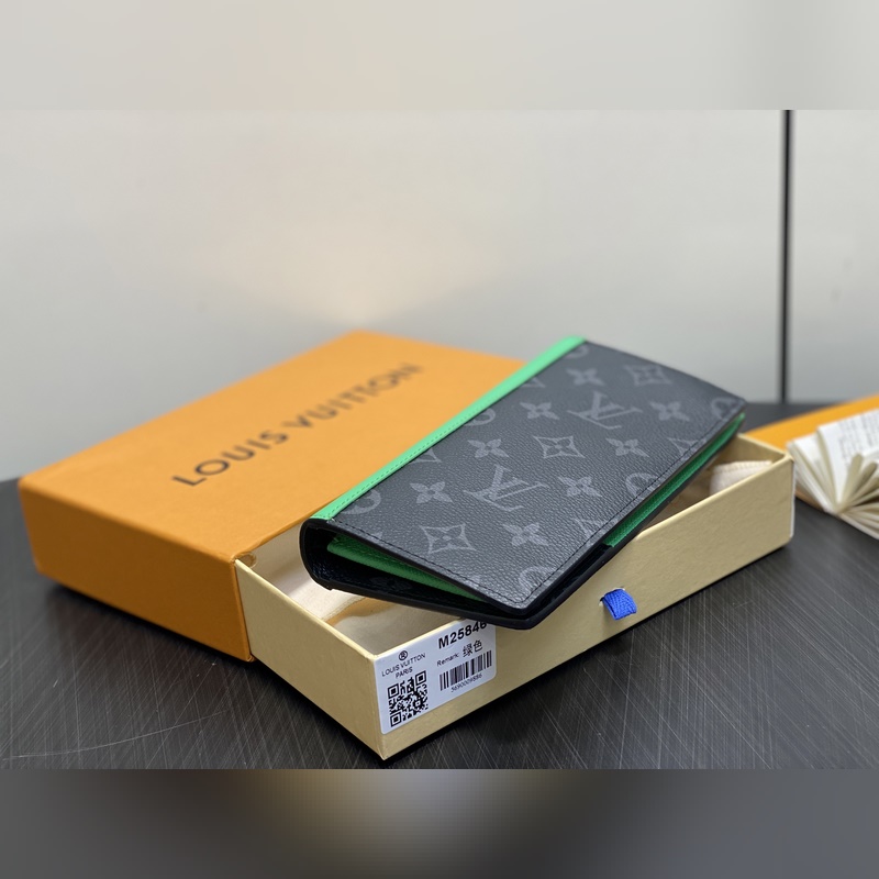 M25846黑花/綠色 長款西裝夾錢包 當季新款 BRAZZA 錢夾 本款 Br