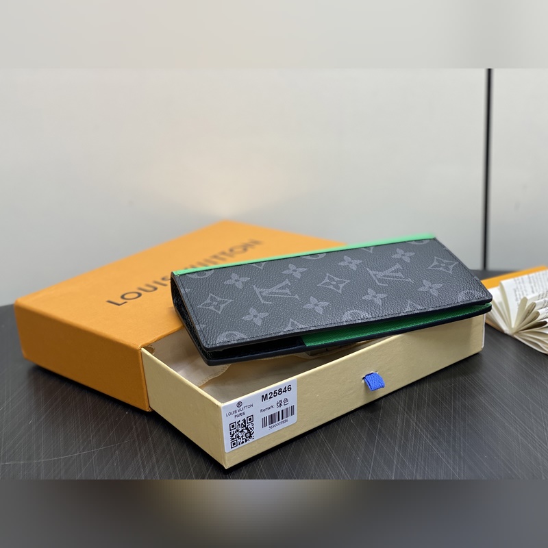 M25846黑花/綠色 長款西裝夾錢包 當季新款 BRAZZA 錢夾 本款 Br