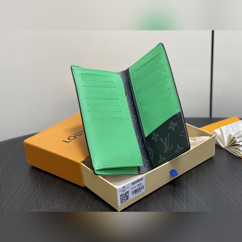 M25846黑花/綠色 長款西裝夾錢包 當季新款 BRAZZA 錢夾 本款 Br