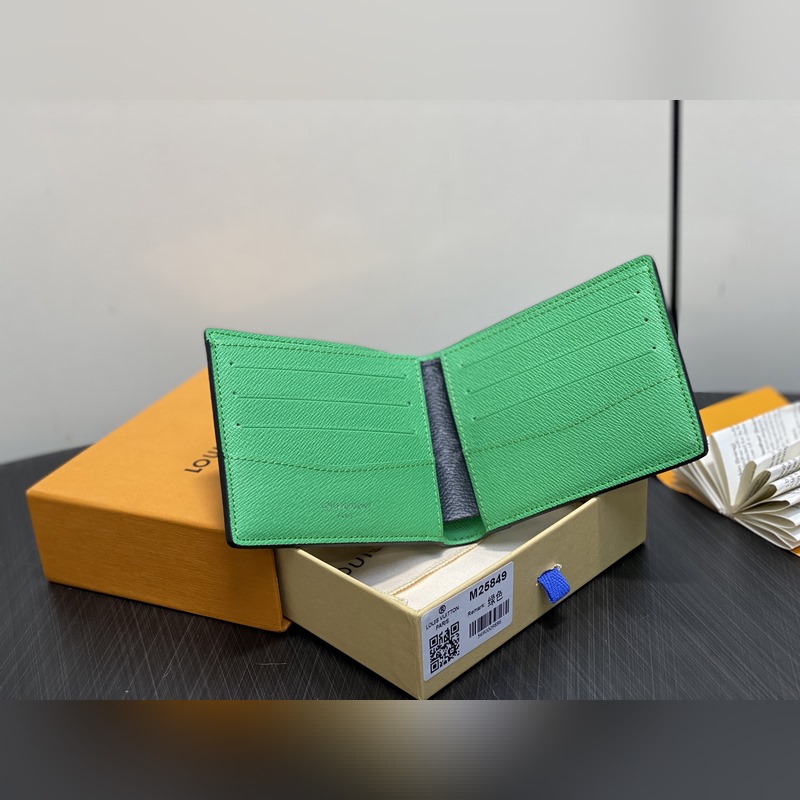 M25849黑花/綠色 短款西裝夾錢包 MULTIPLE 錢夾 新款男士短夾 本