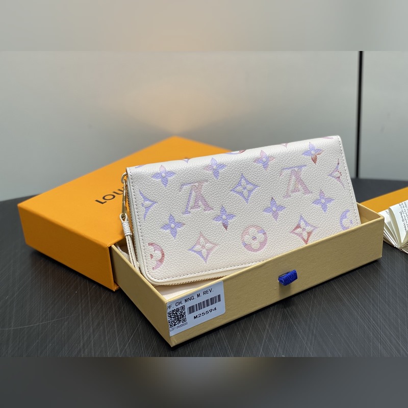 M25594米白 七夕限定幻彩全皮單拉鍊錢包 NEW Zippy Wallet