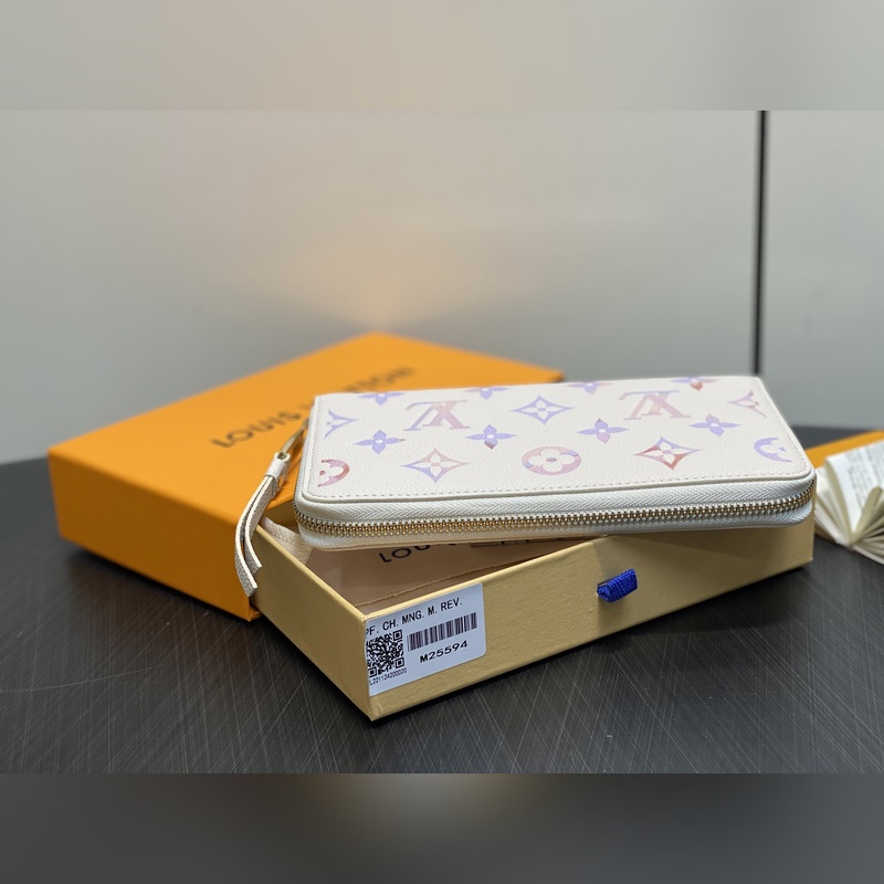 M25594米白 七夕限定幻彩全皮單拉鍊錢包 NEW Zippy Wallet