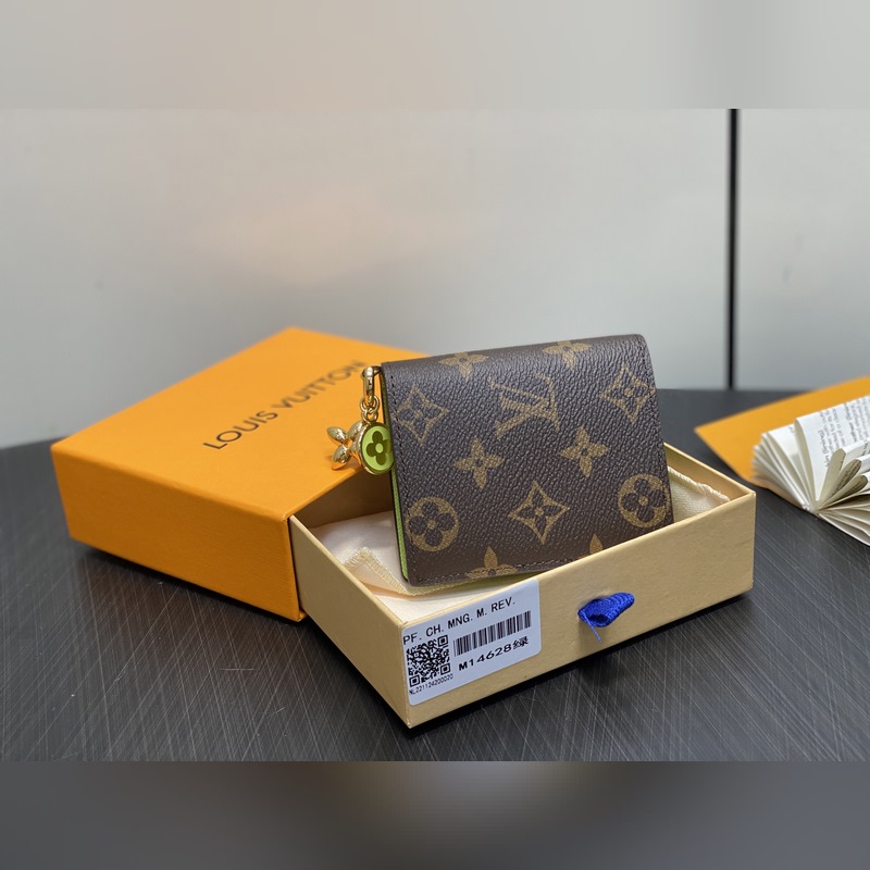 M14628綠色 兩折錢包 本款LV Charms 口袋錢夾 M14718粉 M