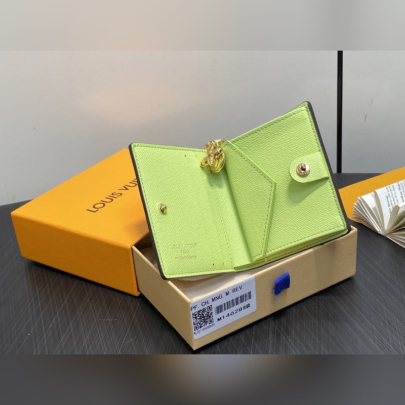 M14628綠色 兩折錢包 本款LV Charms 口袋錢夾 M14718粉 M