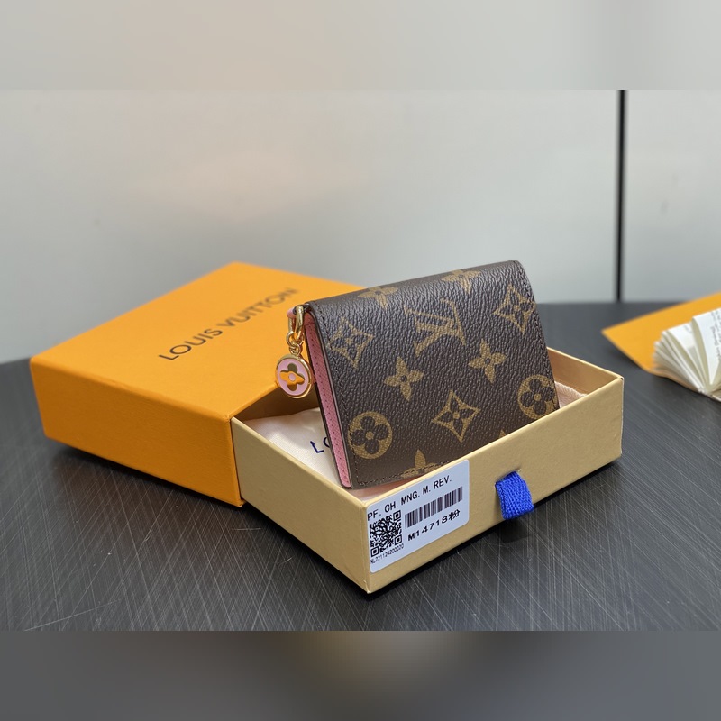 M14718粉色 兩折錢包 本款LV Charms 口袋錢夾 M14718粉 M